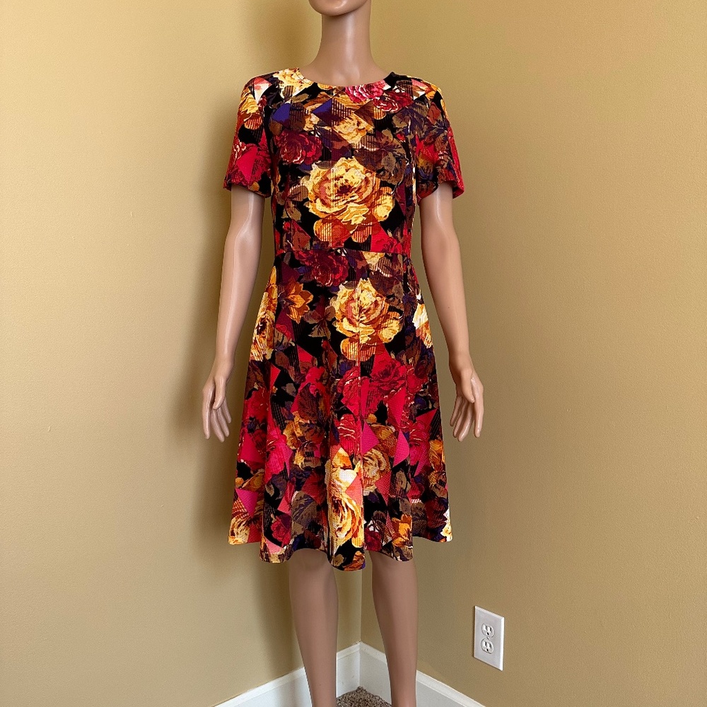 ECI Floral A-line Dress, Size 8